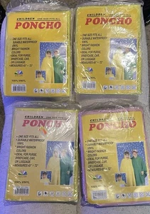 Lot Of 4 Children’s 100% Vinyl Waterproof Poncho’s New! NIP - Picture 1 of 3