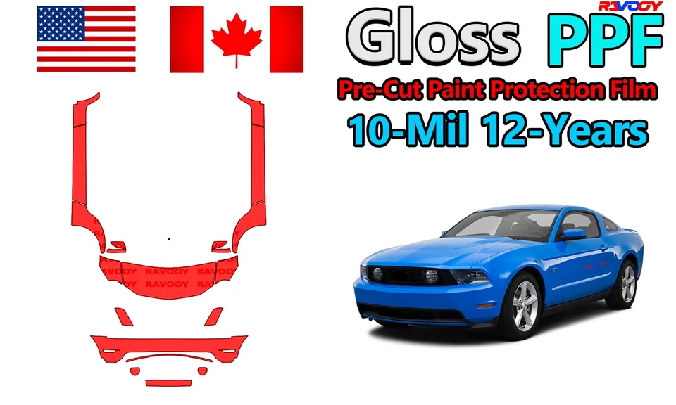 Película de protección de pintura PPF precortada brillante para Ford Mustang GT-GT Premium 2010-2012 Foto 1 de 4