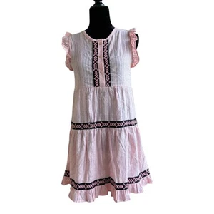 kidpik Girls Dress Size 16 Pink Navy Ruffled Ruffles Boho Peasant Style NEW - Picture 1 of 7