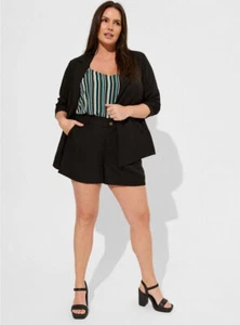 NWT Torrid Studio Linen Short Black Back Elastic Waist Pockets Women's Size 10 - Picture 1 of 7