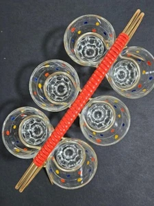 Vintage RUHRGLAS Schnapsgläser & Ständer, Schwert/Hammermarke, Polka Dot Design RAR - Bild 1 von 6