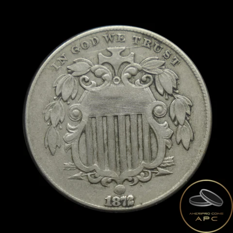 1872 Shield Nickel~Semi Key Tough Date VF Cover