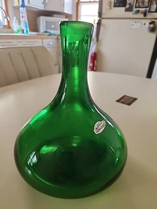 Vintage 1970s Blenko Handcraft Emerald Green 70s Bottle - Picture 1 of 4