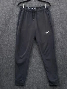 Nike Dri-Fit Mens Medium Tapered Training Pants Black Fleece Pockets Logo - Picture 1 of 14