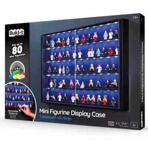 Mini Figure Display Case Cabinet 5 Level Shelves With LED Strips Wall Mounted - Picture 1 of 4