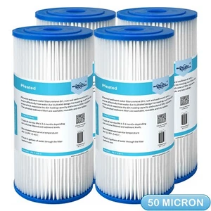 50 Micron 10"x4.5" Pleated Whole House Sediment Filter for Well Water Filtration - Picture 1 of 9