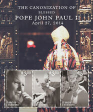 St. Vincent 2014 - Canonization of Pope John Paul II - Sheet of 3 Stamps - MNH