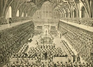 PERSPECTIVE DU HALL DE WESTMINSTER Gravure originale de John Bowles 1747 - Picture 1 of 4