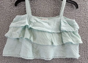 Rare Editions Gauze Ruffle Top Big Girls 12 Mint Square Neck Sleeveless Pullover - Picture 1 of 11