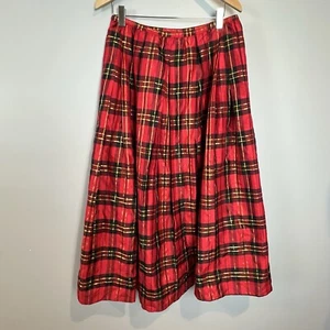 Falda a Cuadros Diane Gilman Roja Tartán Tafetán Talla Grande Larga Completa - Imagen 1 de 6