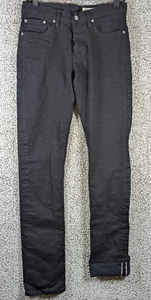 Gustin California Slim Raw Mens Black Button Fly Selvedge Jeans Size 31 29x33 - Picture 1 of 15
