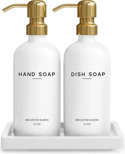 Luxury Glass Hand and Dish Soap Dispenser Set by - Kitchen Soap Dispenser Set w - Picture 1 of 8