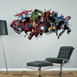 SUPERHEROES HULK SPIDERMAN IRONMAN DEADPOOL MARVEL WALL STICKER decal art - Picture 1 of 2