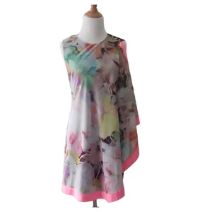 Ted Baker Elsee Electric Daydream Kleid Pink Schwarz Cape Style Damen XXS - Bild 1 von 12