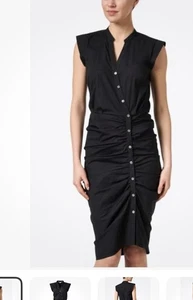 Veronica Beard Women's Ruched Shirt Dress Black Sz 00 NWot $450 Black - Picture 1 of 4