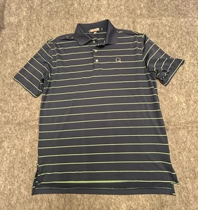 Polo da golf Peter Millar estiva comfort performance blu navy a righe med. Quaglia cava - Foto 1 di 5