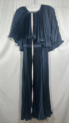 NUEVO IEENA Mac Duggal [8] 49638 Vestido Plisado Largo Té Medianoche S1796 Foto 1 de 4