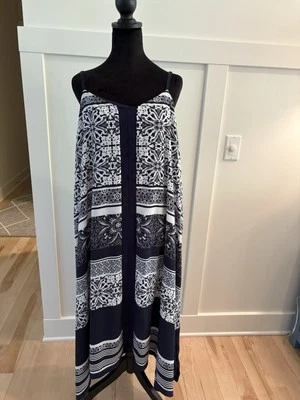 Lane Bryant Maxi Tent Hawaiian Dress Size 14/16 Sleeveless Navy Floral Cruise - Image 1 of 4