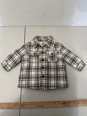 Carter's 格子法兰绒夹克婴儿男孩 3 个月伐木工秋冬休闲 — 第 1/4 张图片