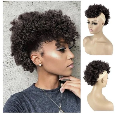 Pelucos cortos afro rizados sintéticos imitación halcones 6 clips BB en negro natural Foto 1 de 4