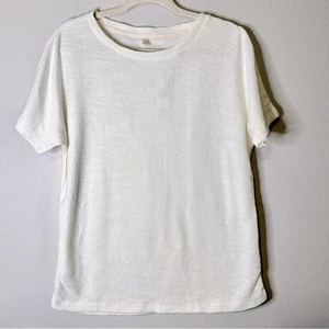 Lou & Grey cream terry-texture 100% cotton short sleeve sweater top small NWT - Picture 1 of 10