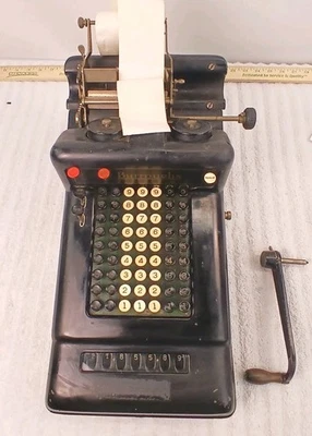 Vintage Burroughs Adding Machine, 7 Rows of Keys Model 3-946352 WORKS - Image 1 of 4
