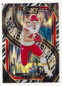 2024 Select - Rookie Premier Zebra Prizm Shock Carson Steele Kansas City Chiefs - Imagen 1 de 2