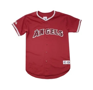 Majestic Youth Big Kids Children Road Jersey Anaheim Angels Scarlet Red Navy - Picture 1 of 2