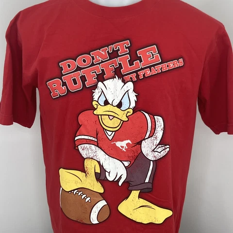 Calgary Stampeders CFL Football Donald Duck Disney 90s Mens Medium Tshirt Cover