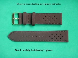 18 20 22 mm CUIR NUBUCK VÉRITABLE SUÈDE SOLIDE BRACELET MARRON RACING RALLYE - Imagen 1 de 48