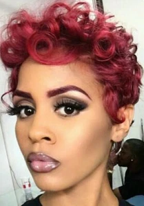 Short Pixie Cut Wigs Burgundy Short Wave Pixie Wigs Real Short Human Hair Wigs - Picture 1 of 12
