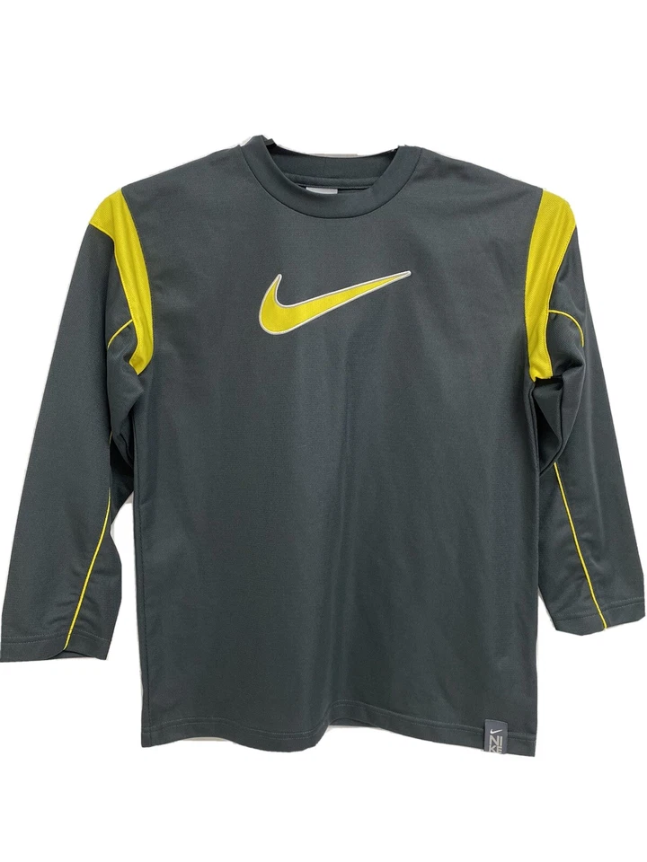 Vintage Nike youth boys t-shirt sport long sleeve gray/yellow size L 14-16 - Image 1 of 4