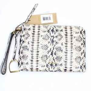 Margot Noelle Python Embossed Leather Oversized Pouch Clutch - Picture 1 of 9