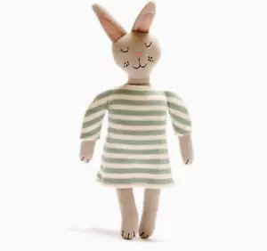 Organic Cotton Knitted Bunny Doll Plush Toy Stuffed Animal Rabbit Made in India - Picture 1 of 4