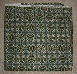 Aqua, Brown, Olive & Ivory Geo Print Woven Fabric - 1 1/8+ yards - 100% Cotton - Picture 1 of 1