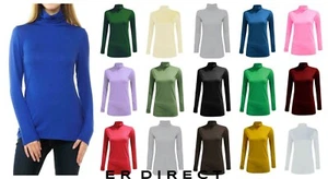 Women Long Sleeve Polo Neck Top Ladies Polo neck Turtle Neck Top T shirt 8-26 - Picture 1 of 28