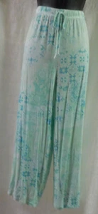 Ellen Tracy Plus Pajama Pant Size 2XL NWT Multi Green Geometric Capri Drawstring - Picture 1 of 12