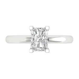 1.0CT Emerald CUT ENGAGEMENT Promise Statement Bridal Ring 14k WHITE gold - Picture 1 of 11