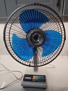 Vintage Retro Panasonic F-1204 12” Oscillating Blue Blade Fan Tested And Works - Picture 1 of 7