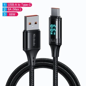 Mcdodo LED USB A to USB C 6A 66W Type C Fast Charging Cable for Samsung Android - Picture 1 of 18