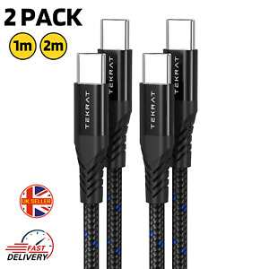 USB C to USB C Cable Nylon Braided Fast Charger Type C Lead for Samsung [2 PACK]