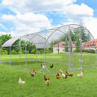 Large Metal Chicken Coop Walk-in Poultry Cage Hen House Dome Roof W/cover Yard