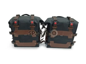For Royal Enfield New Himalayan & Guerrilla 450 Canvas Pannier Bags Pair - Picture 1 of 5