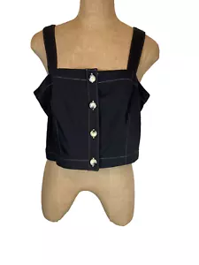 Top Veronica Barba Tiffany Blu Bottone Frontale Top Gilet Taglia L Nuovo con etichette $298 - Foto 1 di 6