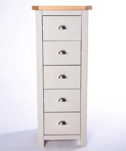 Chest of Drawers 5 Drawer Narrow Light Grey Bedroom Furniture Storage  Wooden - Picture 1 of 4