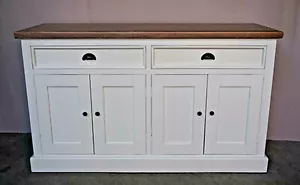 SHEBA HAMPTONS BUFFET/SIDEDBOARD NO BASKET WHITE/NATURAL 145CM 4-DOOR 2-DRAWER - Picture 1 of 1
