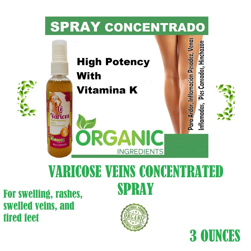 Le Varices Spray 4 onzas Vitamina K Hamamelis, Anti Varices para Venas Organico Foto 1 de 1