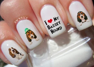 Basset Hound Nail Art Stickers Transfers Decals Set of 39 - A1117 - Picture 1 of 2