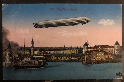 1918 Pankow Germany Feldpost Postcard Cover Zeppelin Flight Over Konstanz - Image 1 of 2