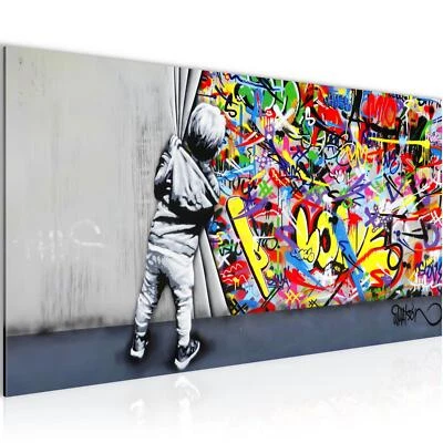 Wandbilder Banksy Street Art 100 x 40 cm Wohnzimmer Schlafzimmer Bilder XXL - Bild 1 von 4
